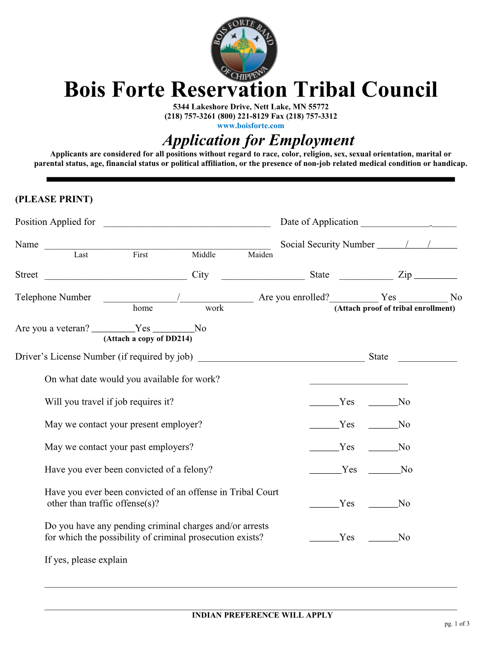 Bois Forte Reservation Tribal Council