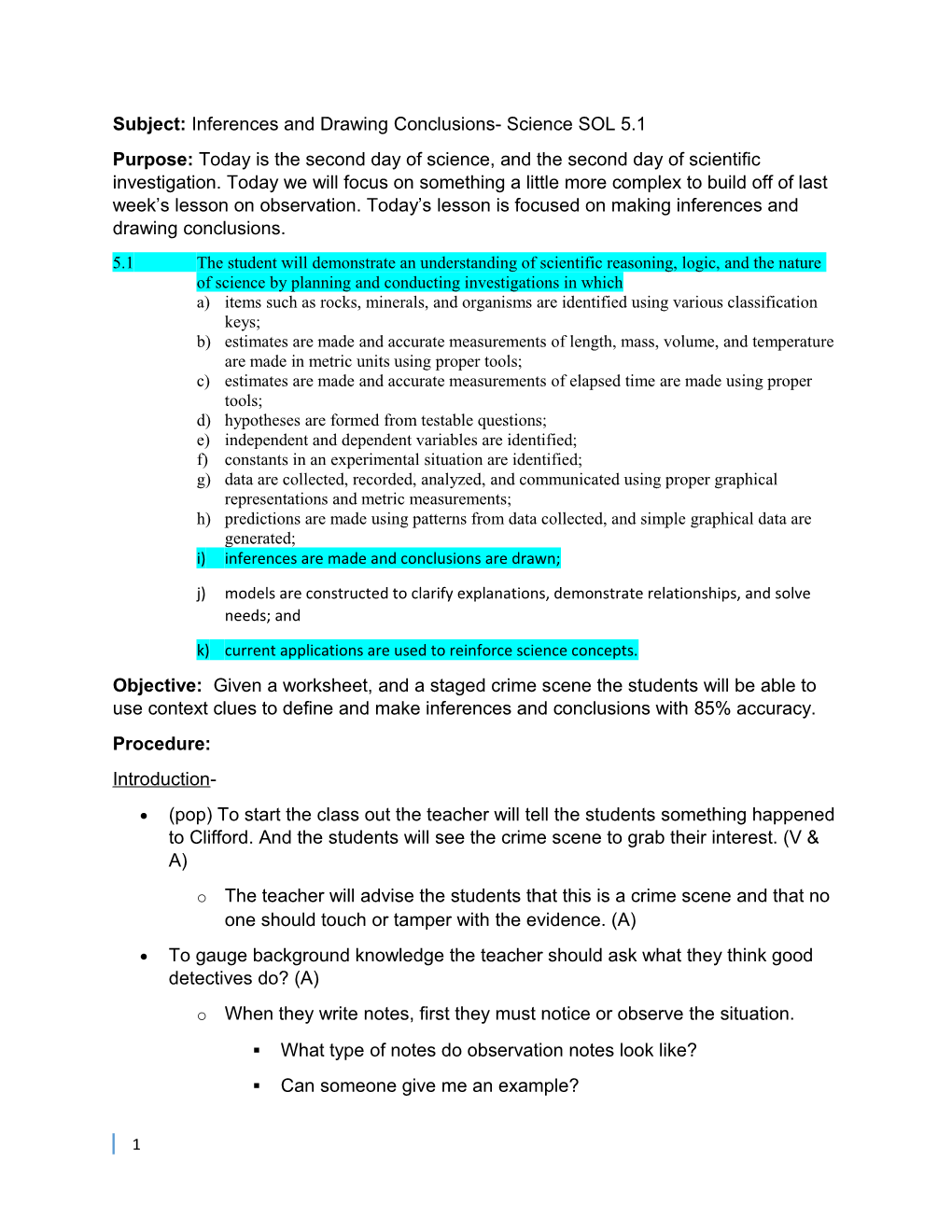 Week 3: Lesson 2- Scientific Investigation