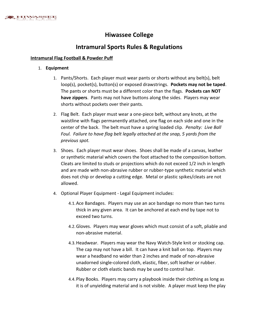 Intramural Sports Rules & Regulations