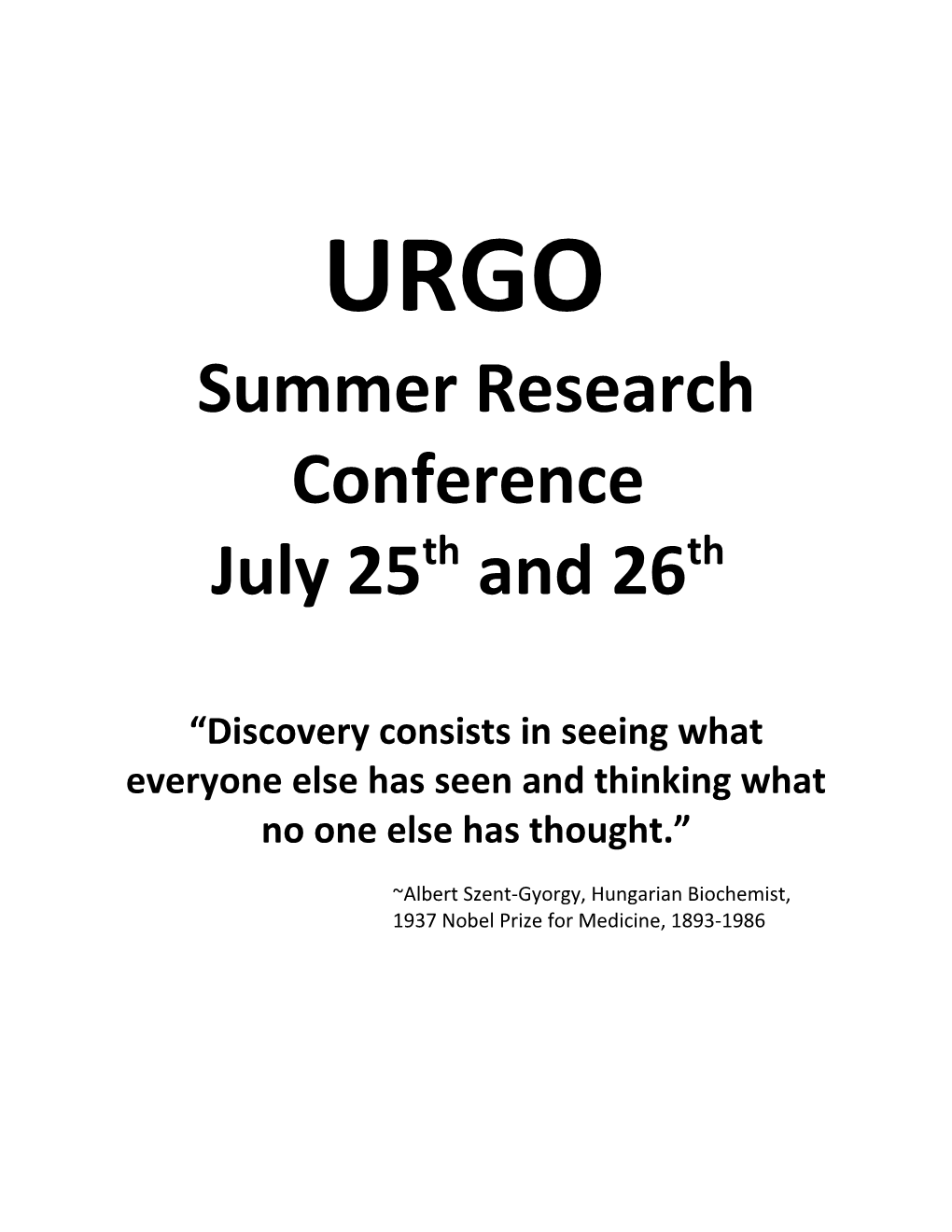 Summer Research Conference