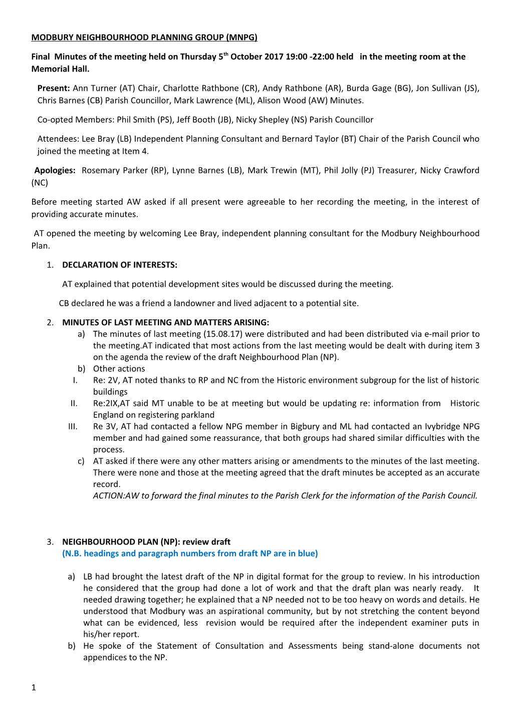 Modbury Neighbourhood Planning Group (Mnpg)