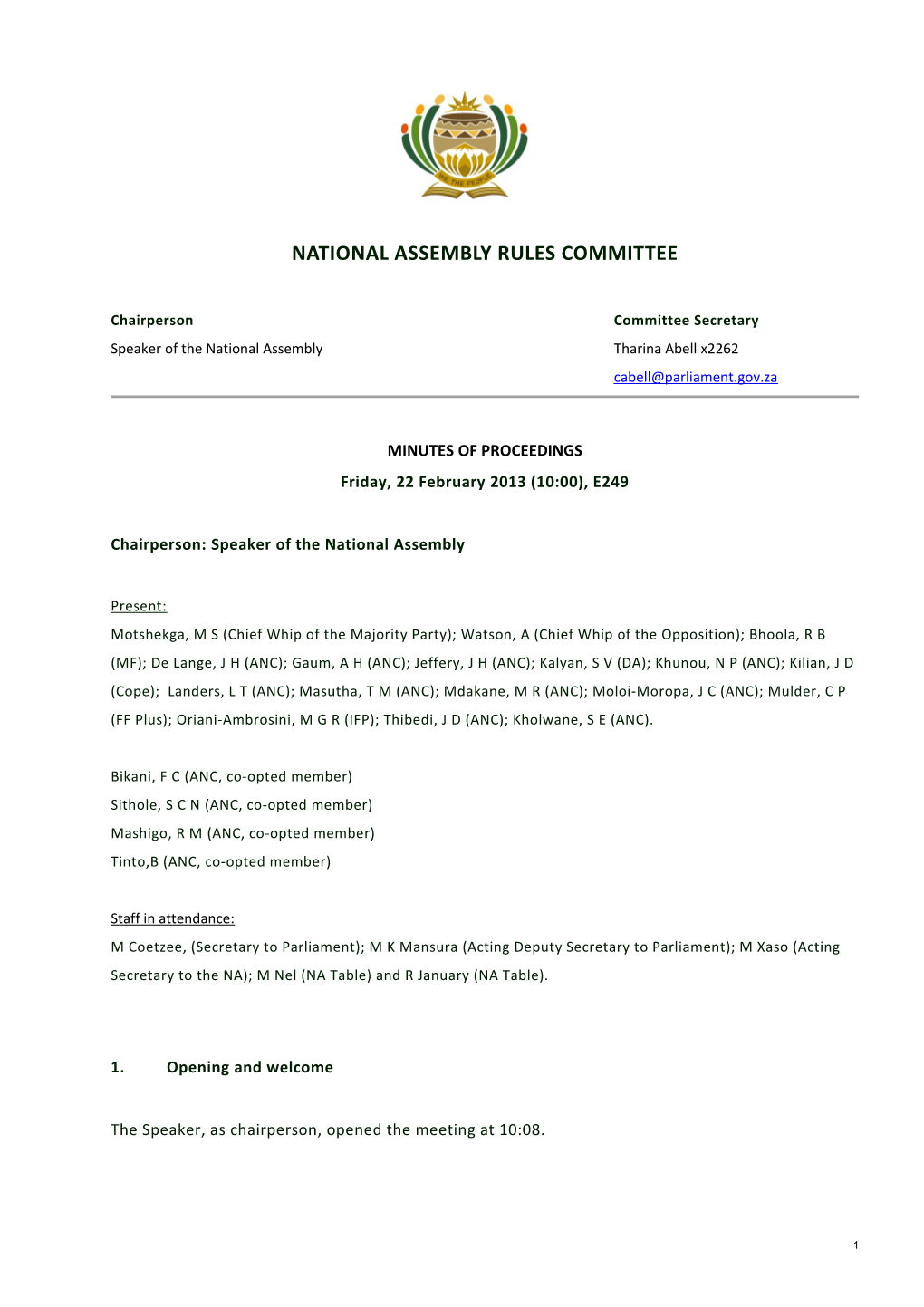 National Assembly Rules Committee