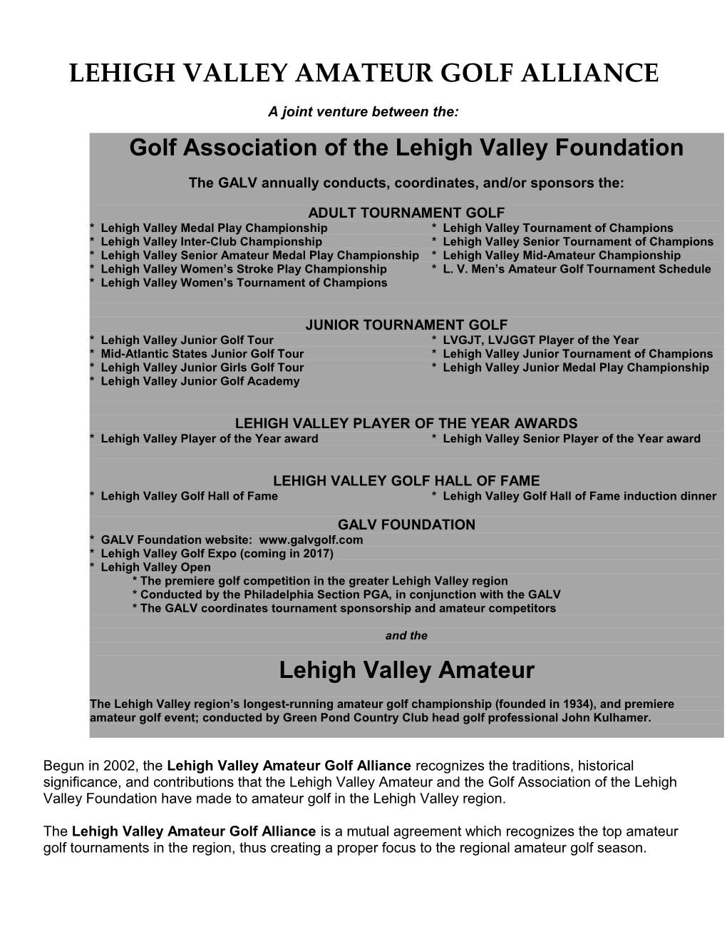 Lehighvalley Amateur Golf Alliance