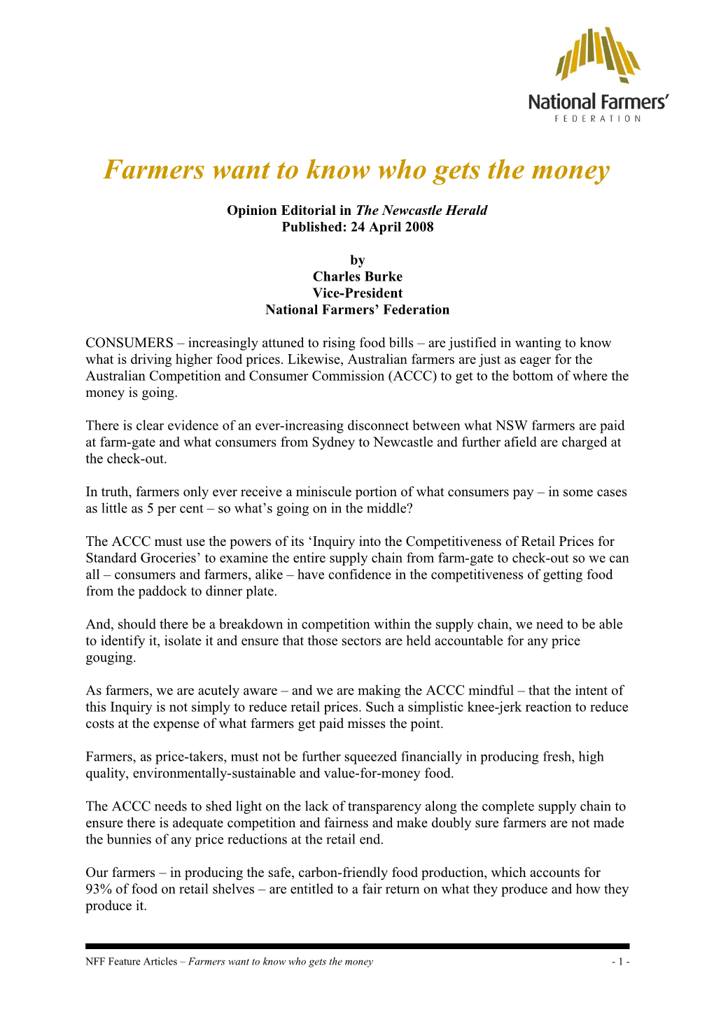 Farmers Want to Know Who Gets the Money