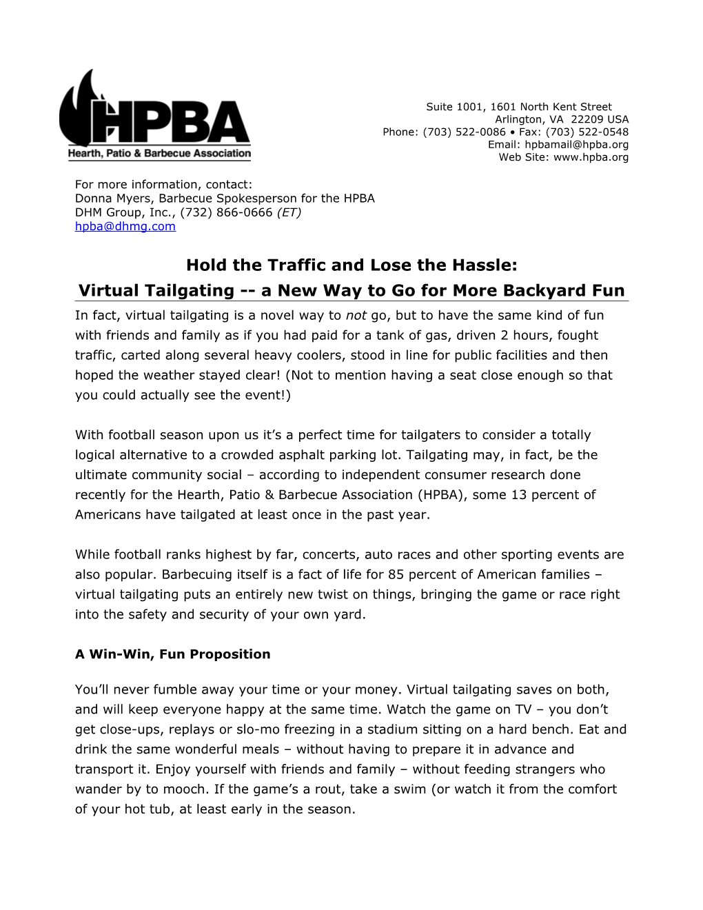 Donna Myers, Barbecue Spokesperson for the HPBA