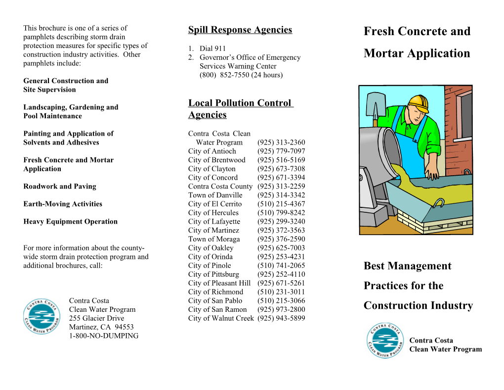 This Brochuree Is One of a Series of Pamphlets Describing Storm Drain Protection Measures