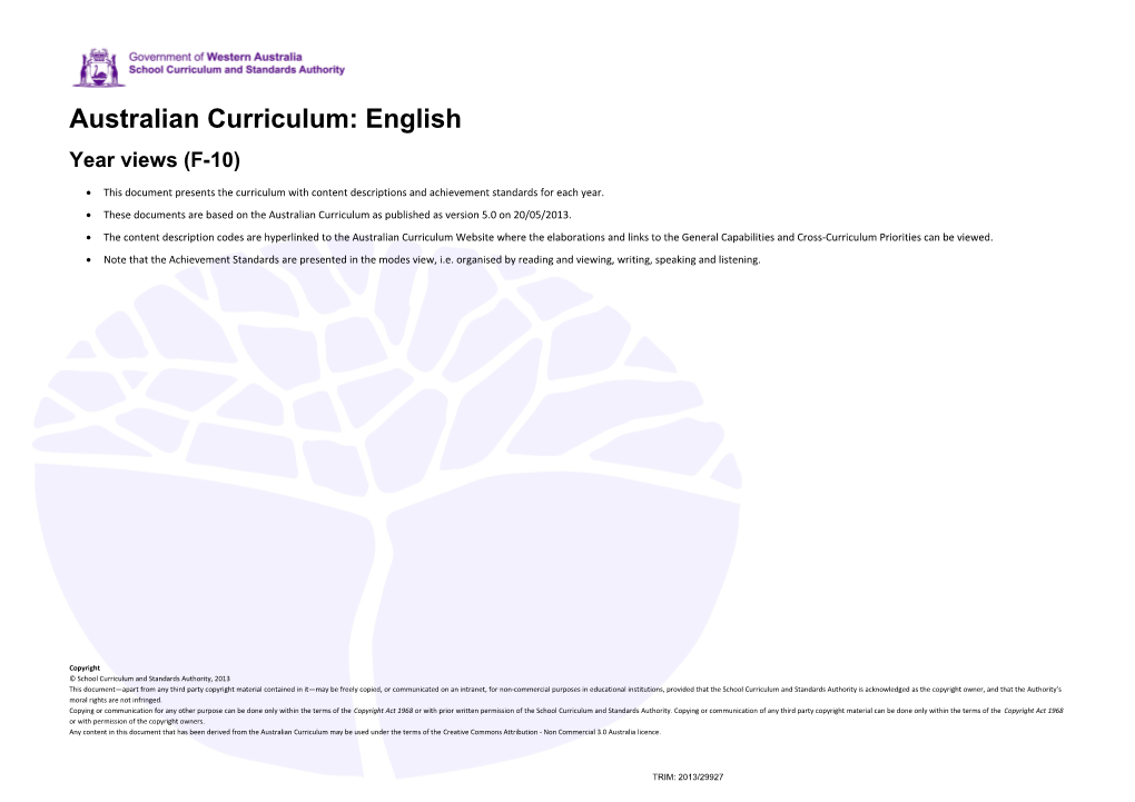 Australian Curriculum: English