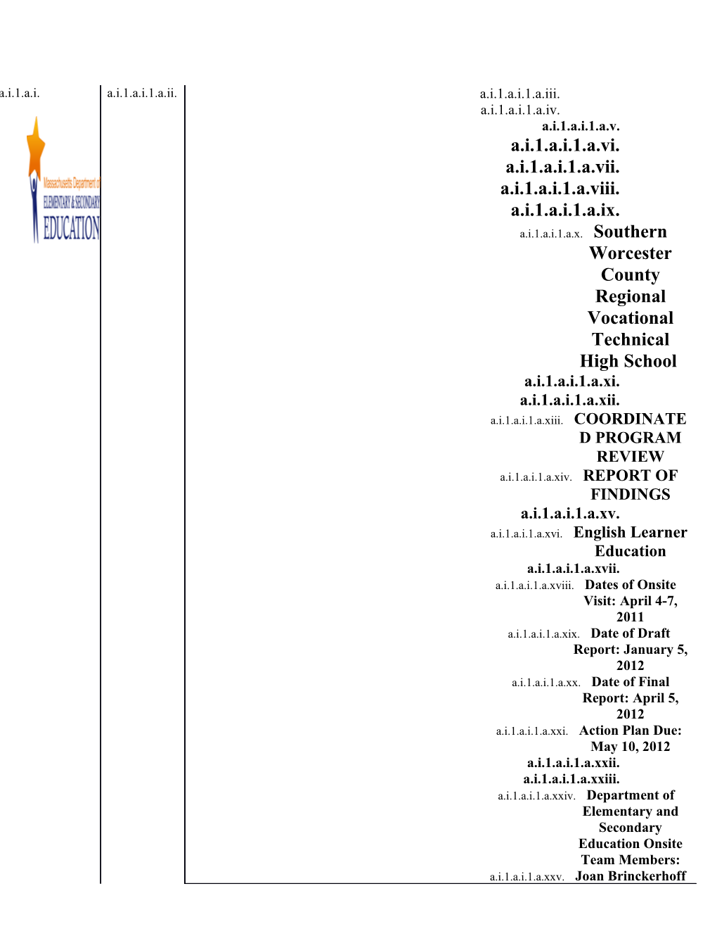 ELL CPR Report Southern Worcester County Reg Voc Tech 2011