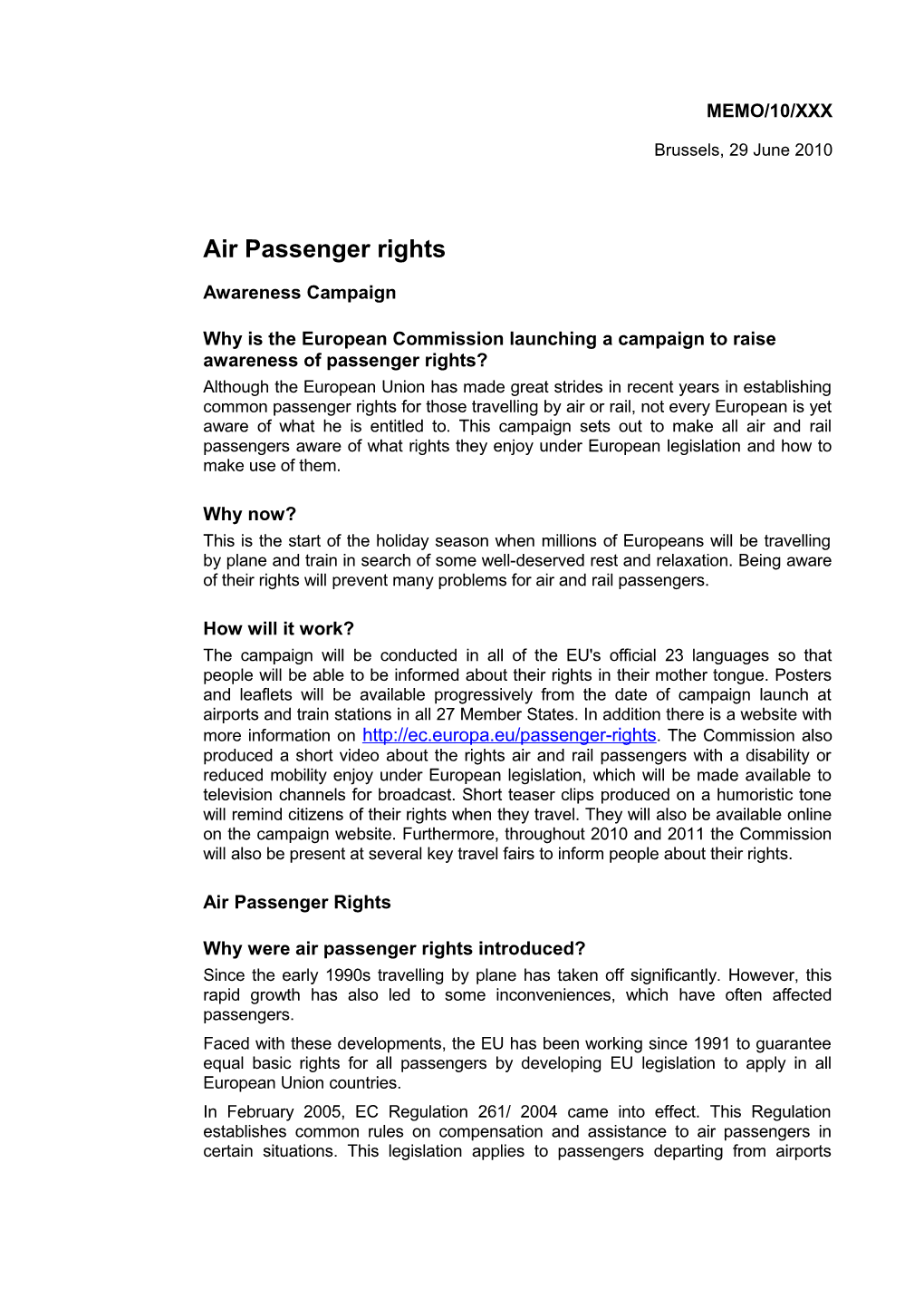 Why Is the European Commission Launching a Campaign to Raise Awareness of Passenger Rights?