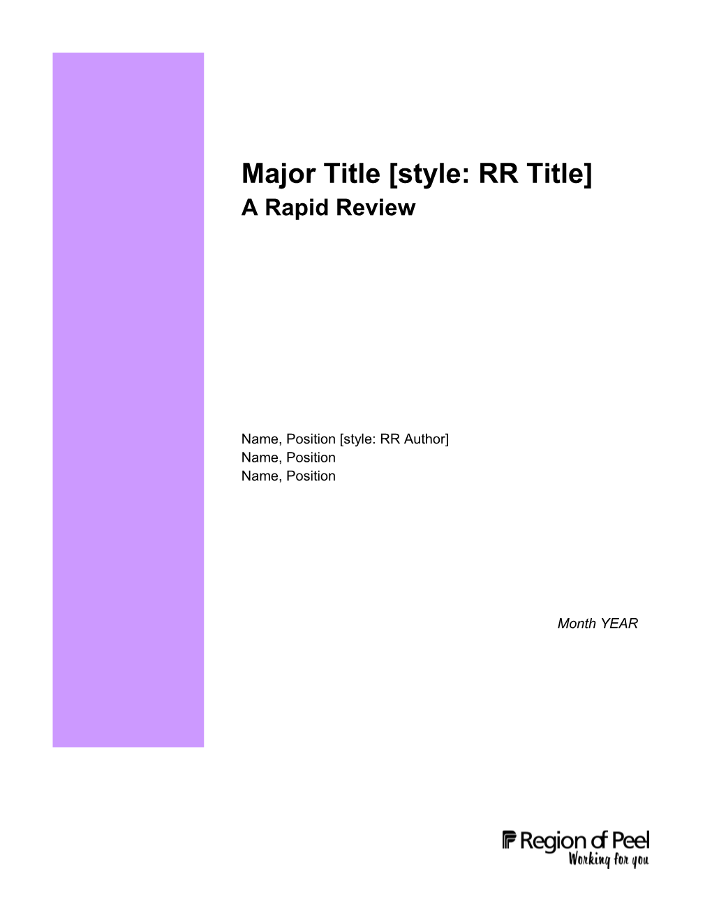 Major Title Style: RR Title