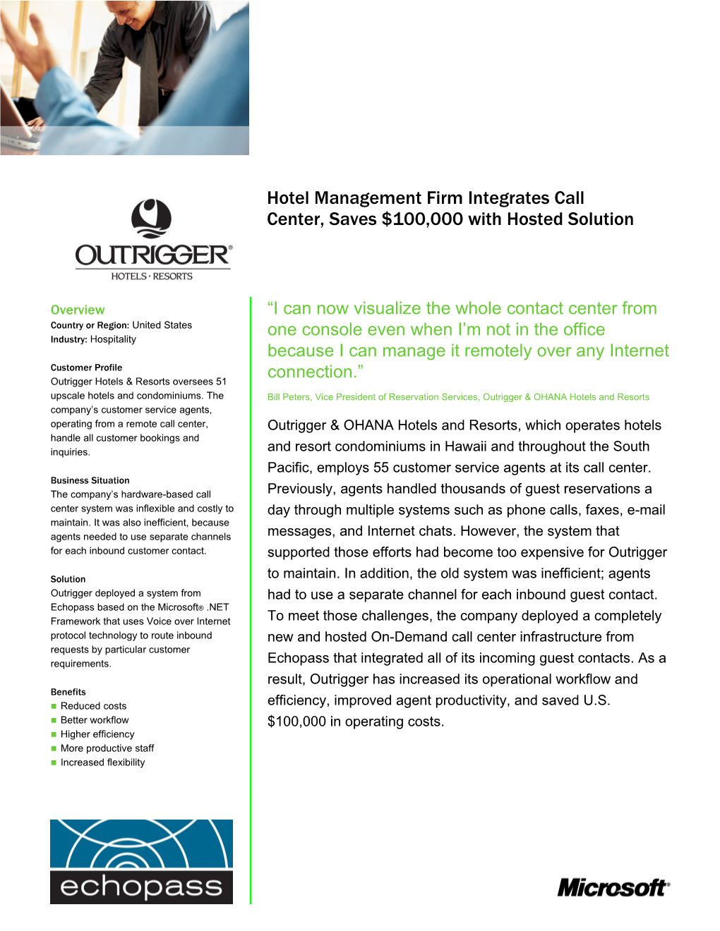 Hotel Management Firm Integrates Call Center, Saves $100,000 with Hosted Solution