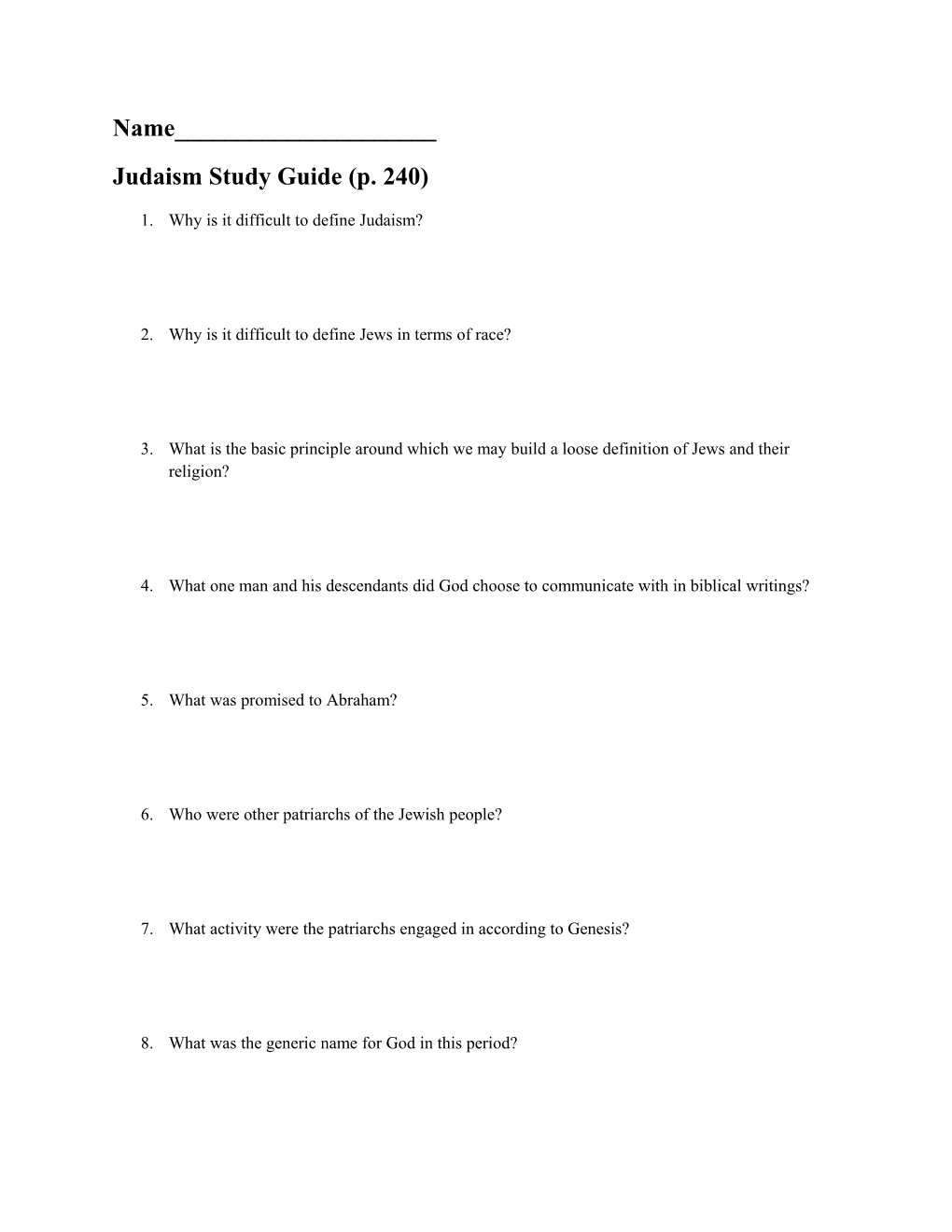 Judaism Study Guide (P. 240)