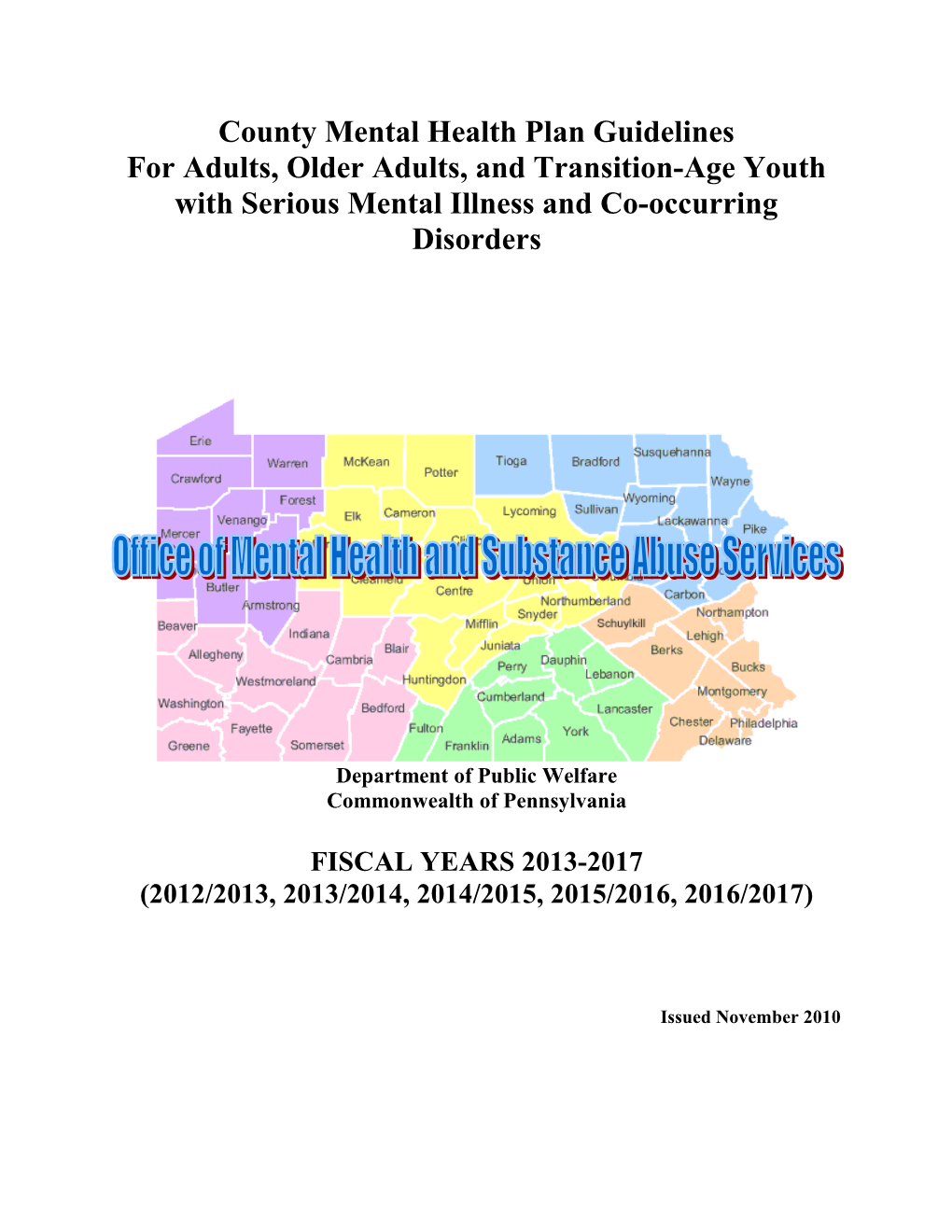 County Mental Health Plan Guidelines