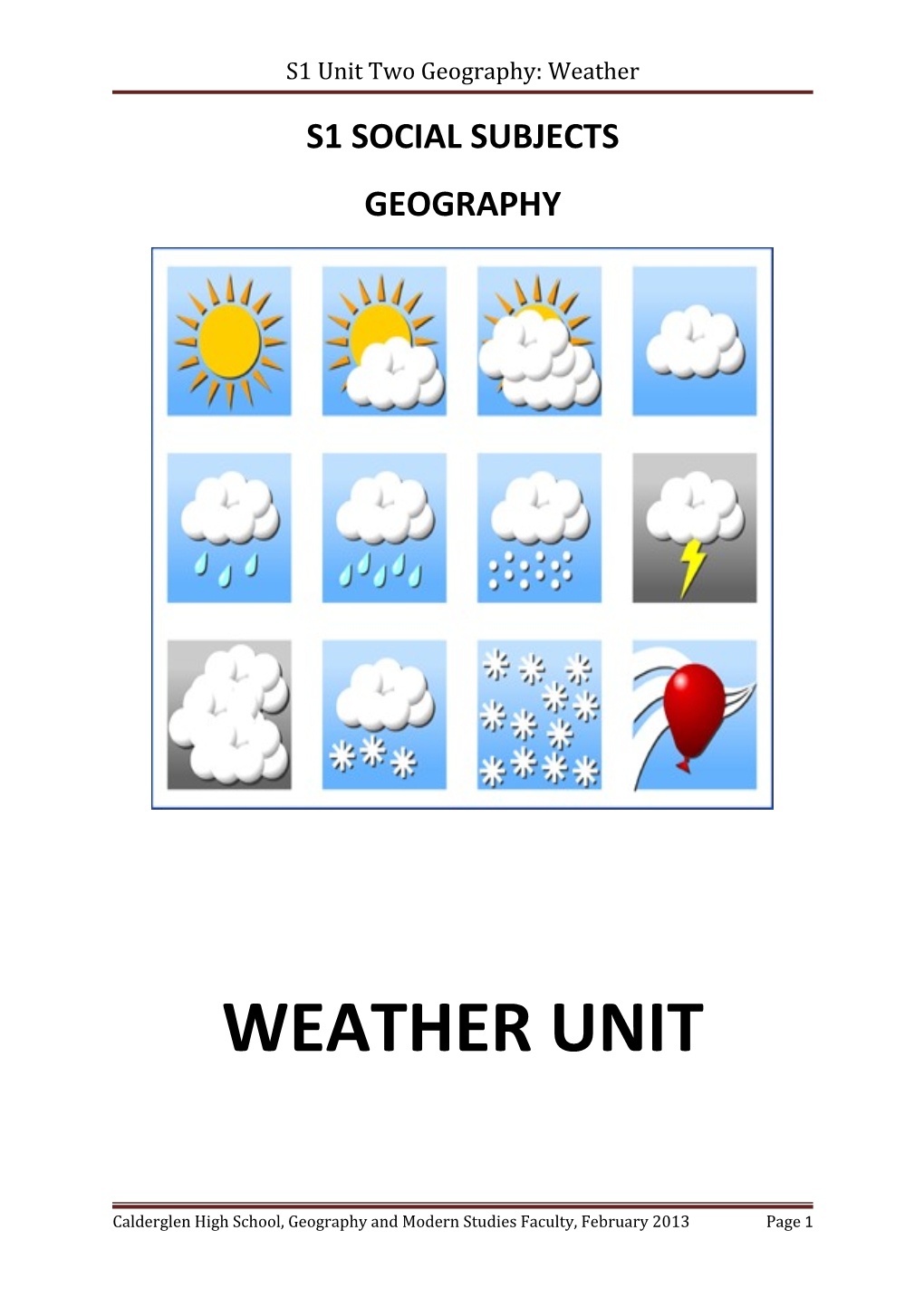 S1 Unit Two Geography: Weather