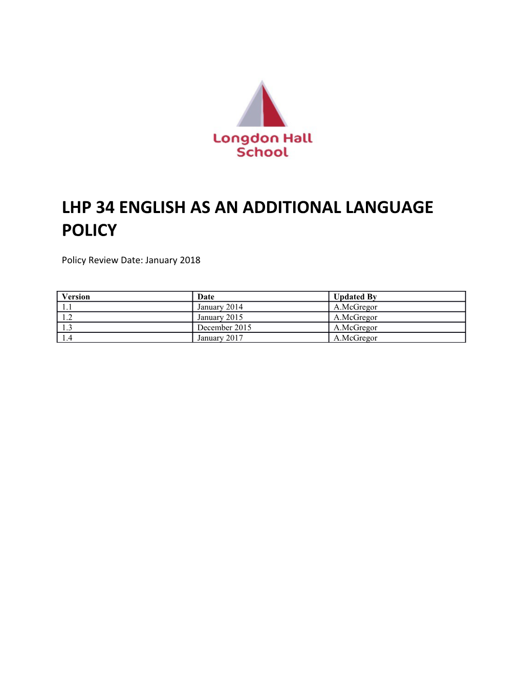 Lhp 34 English As an Additional Language Policy