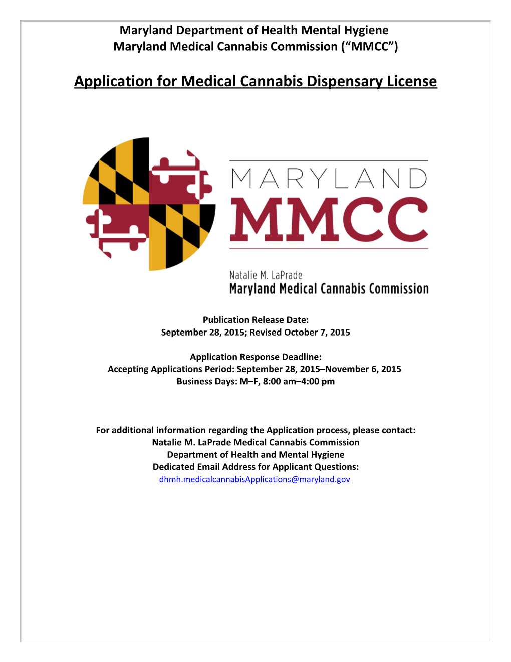 MMCC Dispensary Application