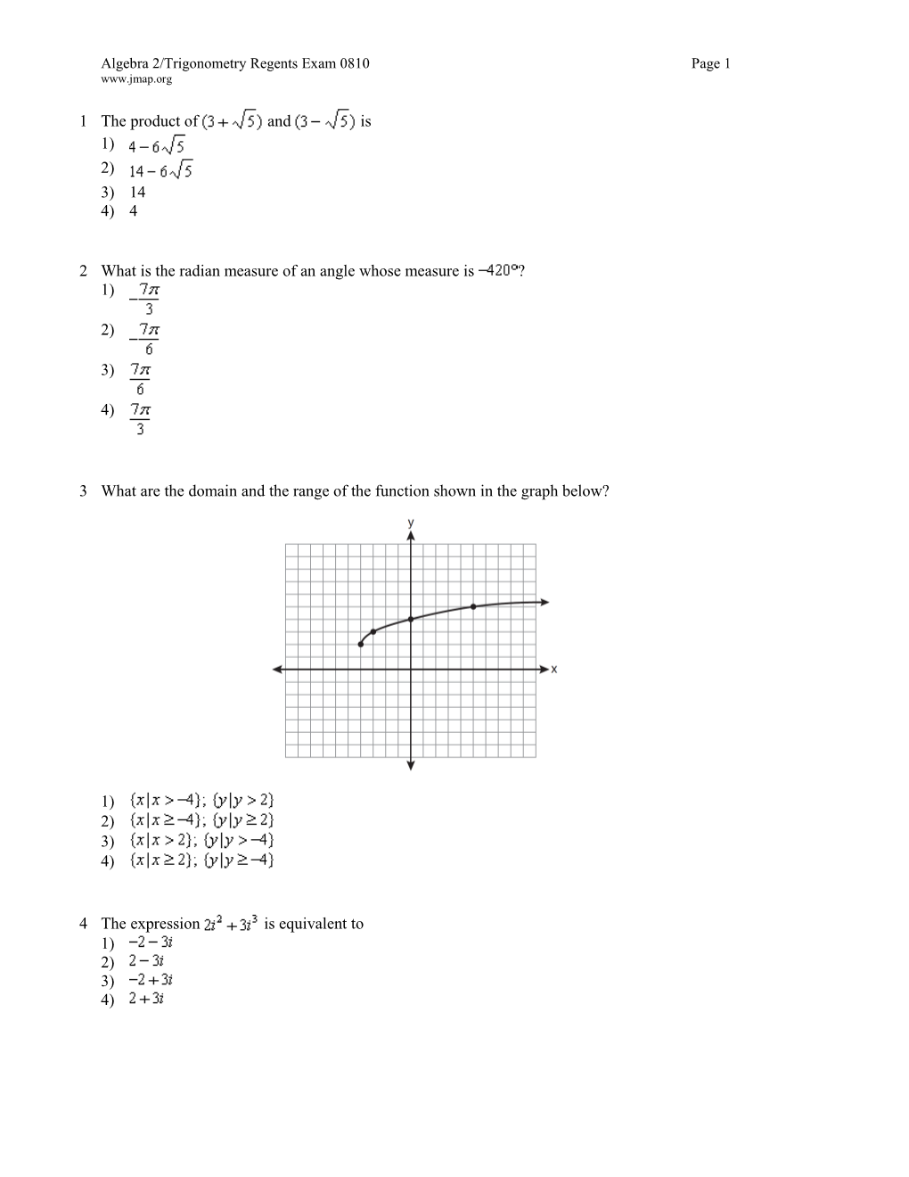 Algebra 2/Trigonometry Regents Exam 0810Page 1