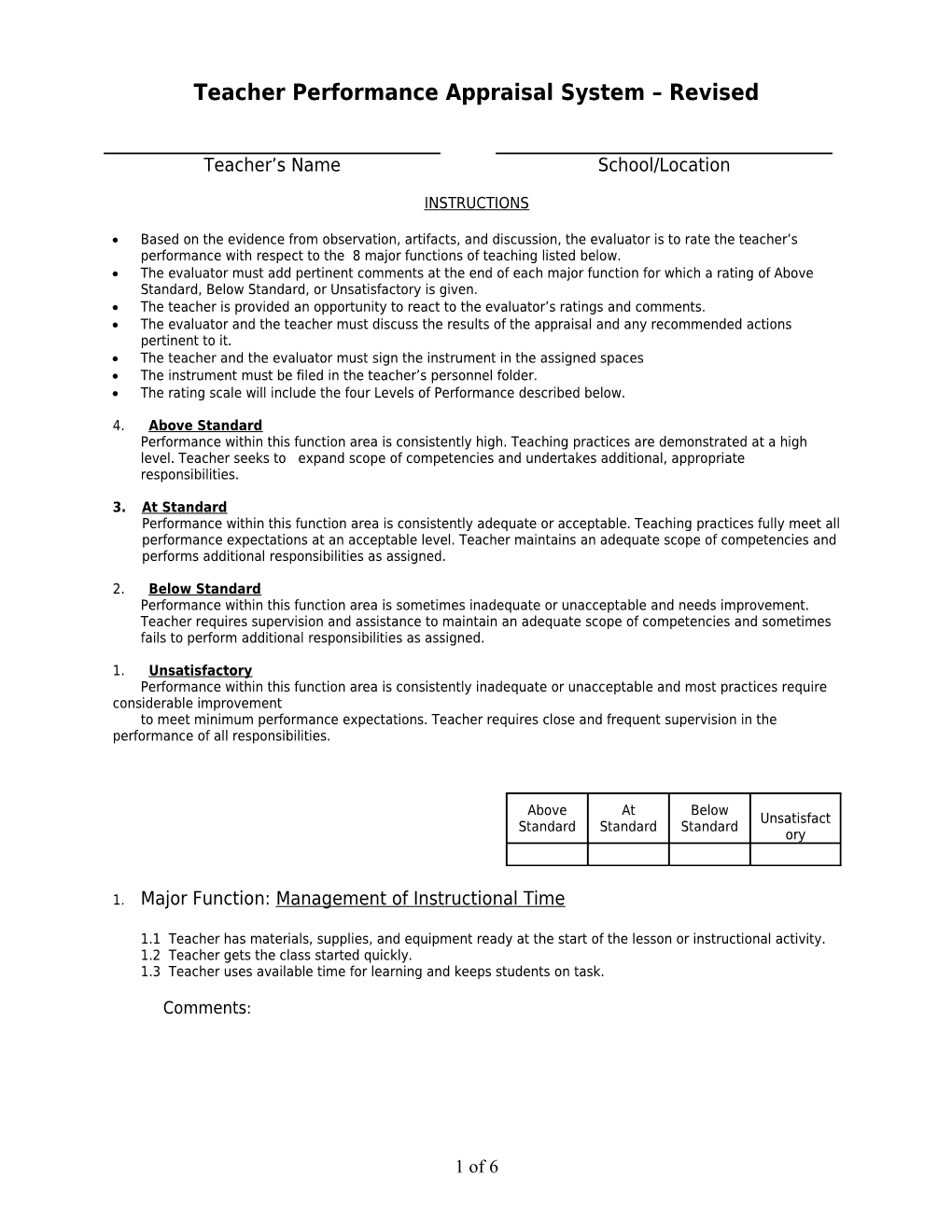 Teacher Performance Appraisal System Revised