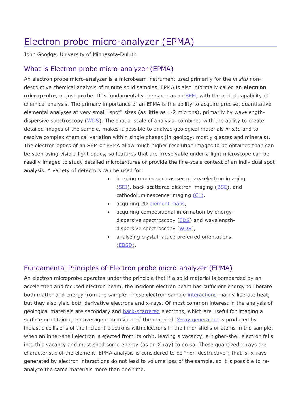 Electron Probe Micro-Analyzer (EPMA)