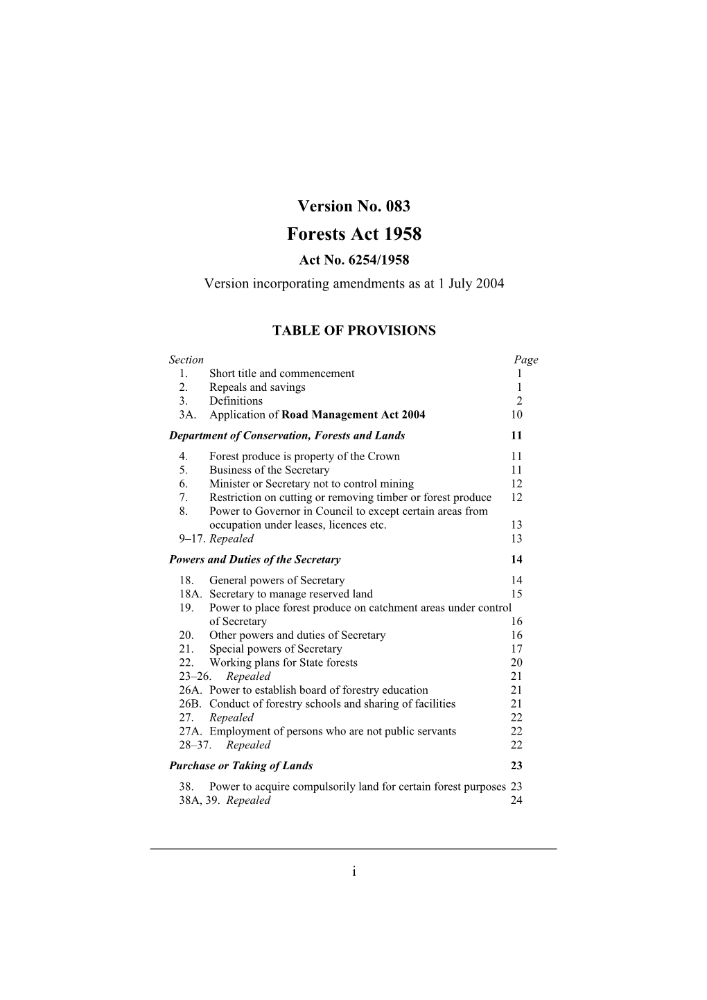 Version Incorporating Amendments As at 1 July 2004