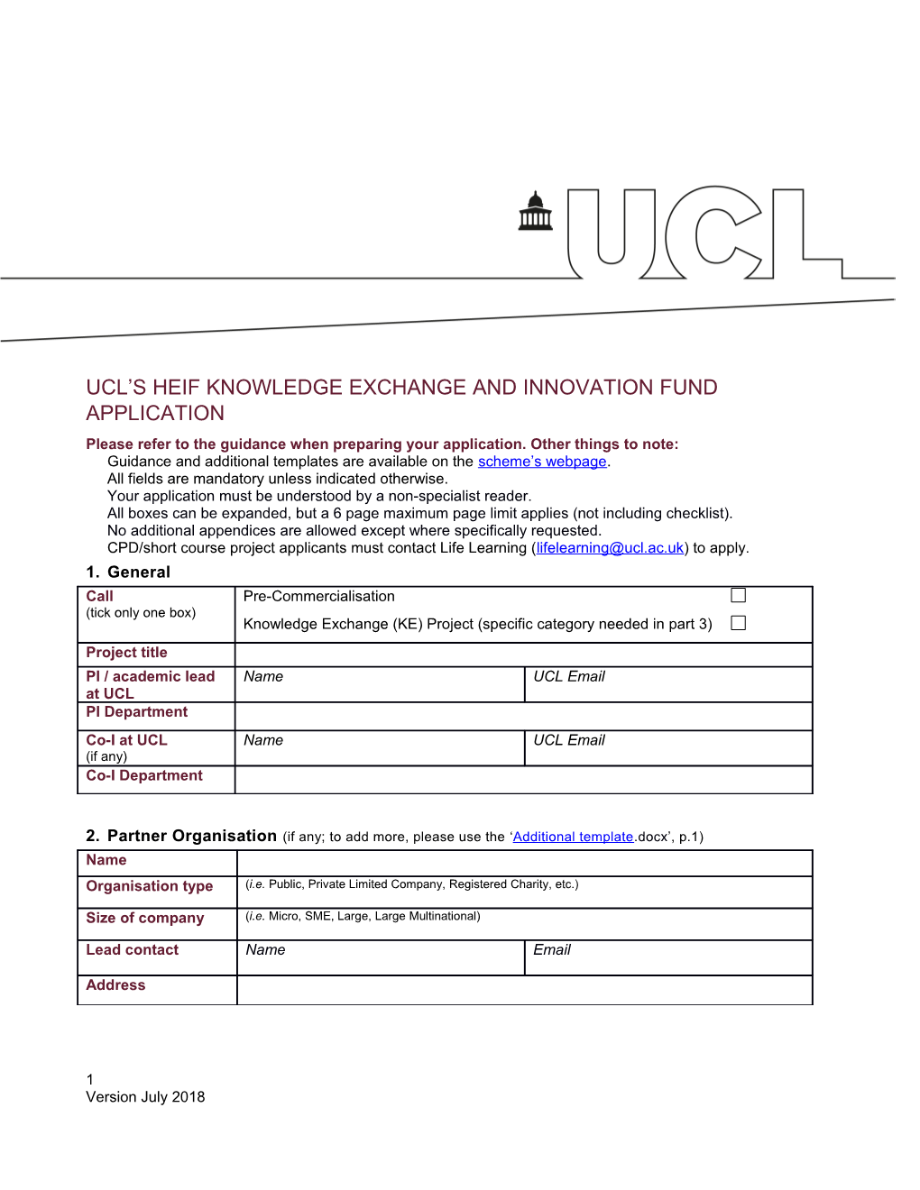 Ucl S Heif Knowledge Exchange and Innovationfund Application