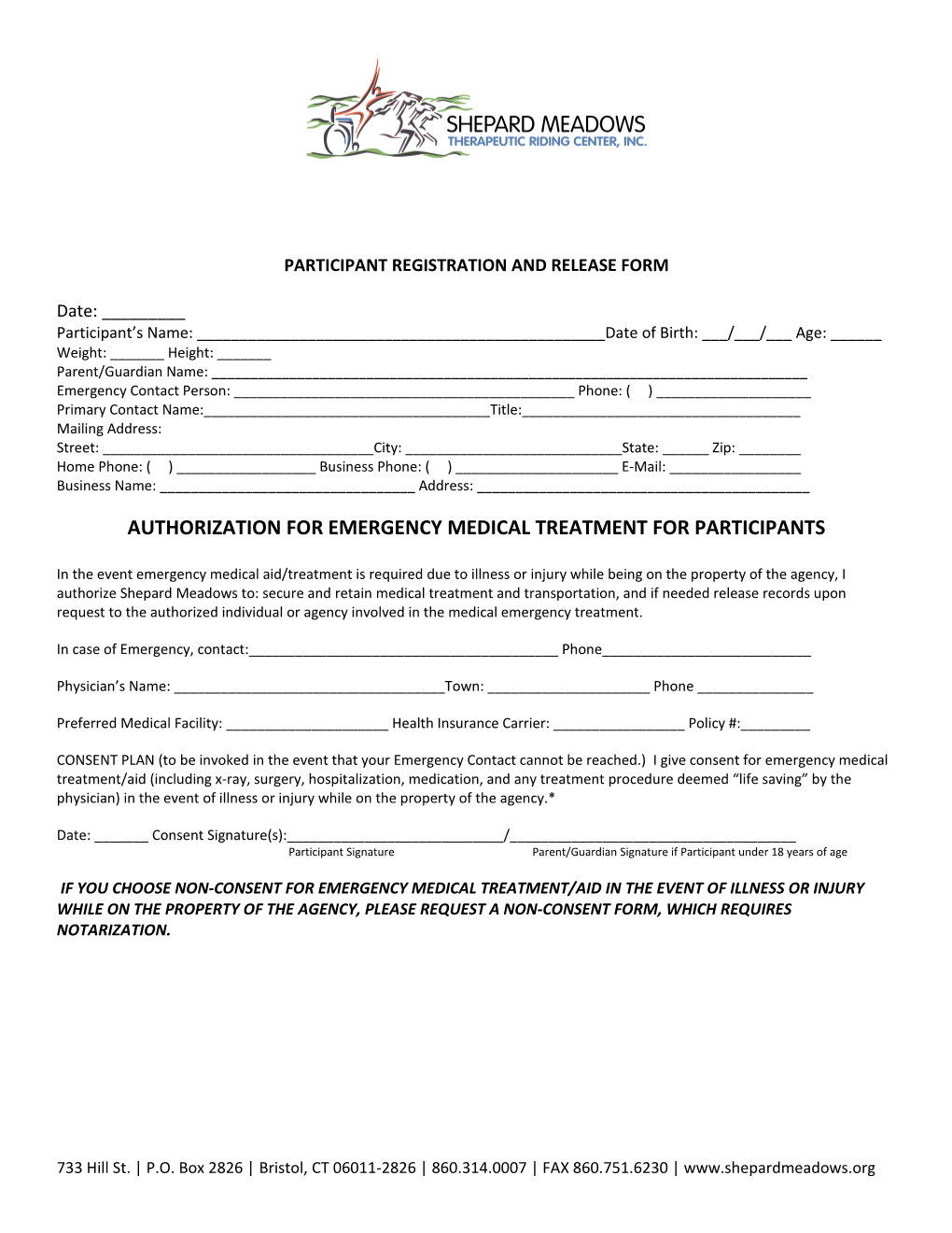 Authorization for Emergency Medical Treatment
