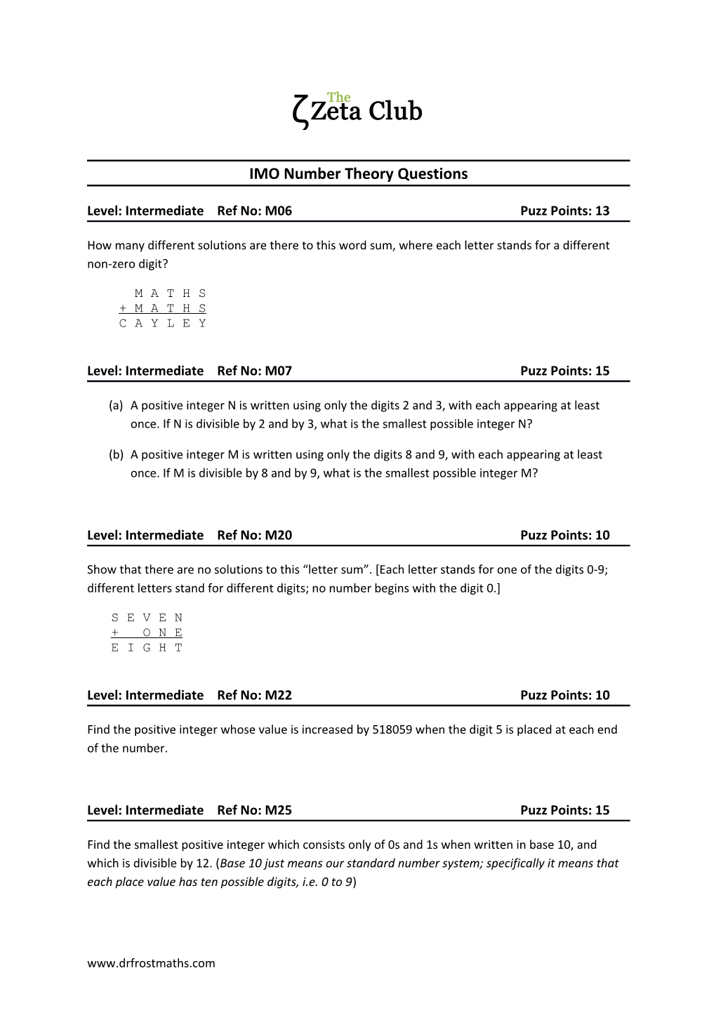 IMO Number Theory Questions