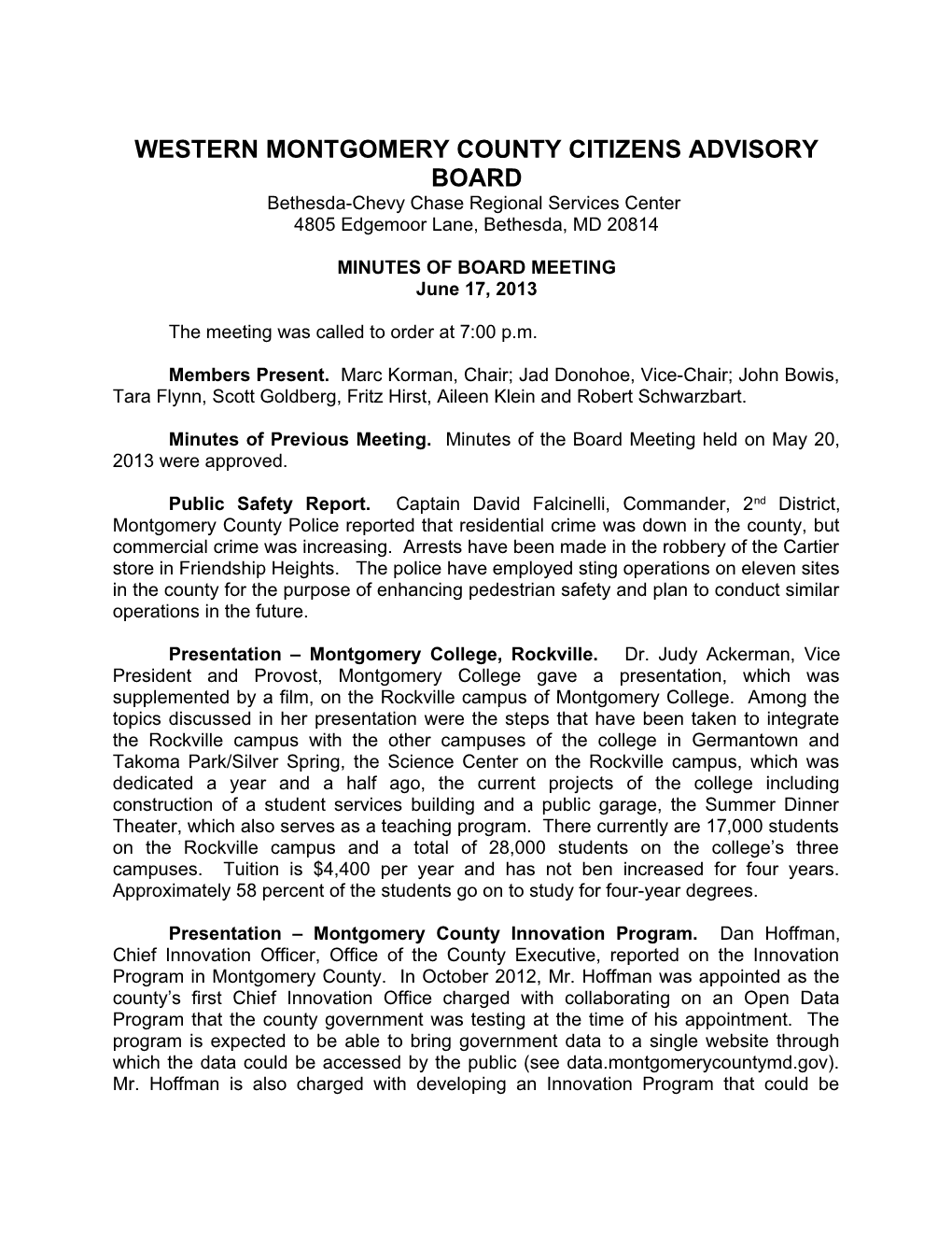Western Montgomery County Citizens Advisory Board