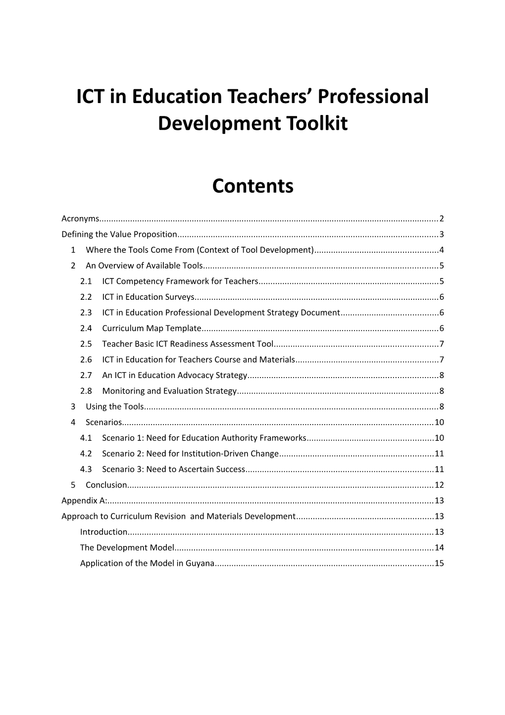 ICT in Education Teachers Professional Development Toolkit