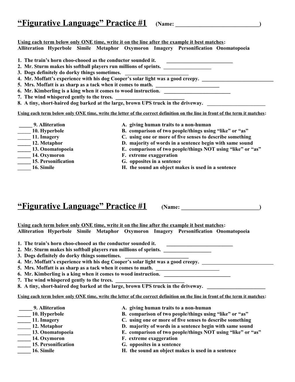 Literature Terms/Elements Check