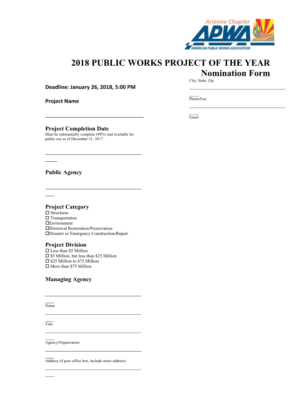 2018Public Works Project of the Year