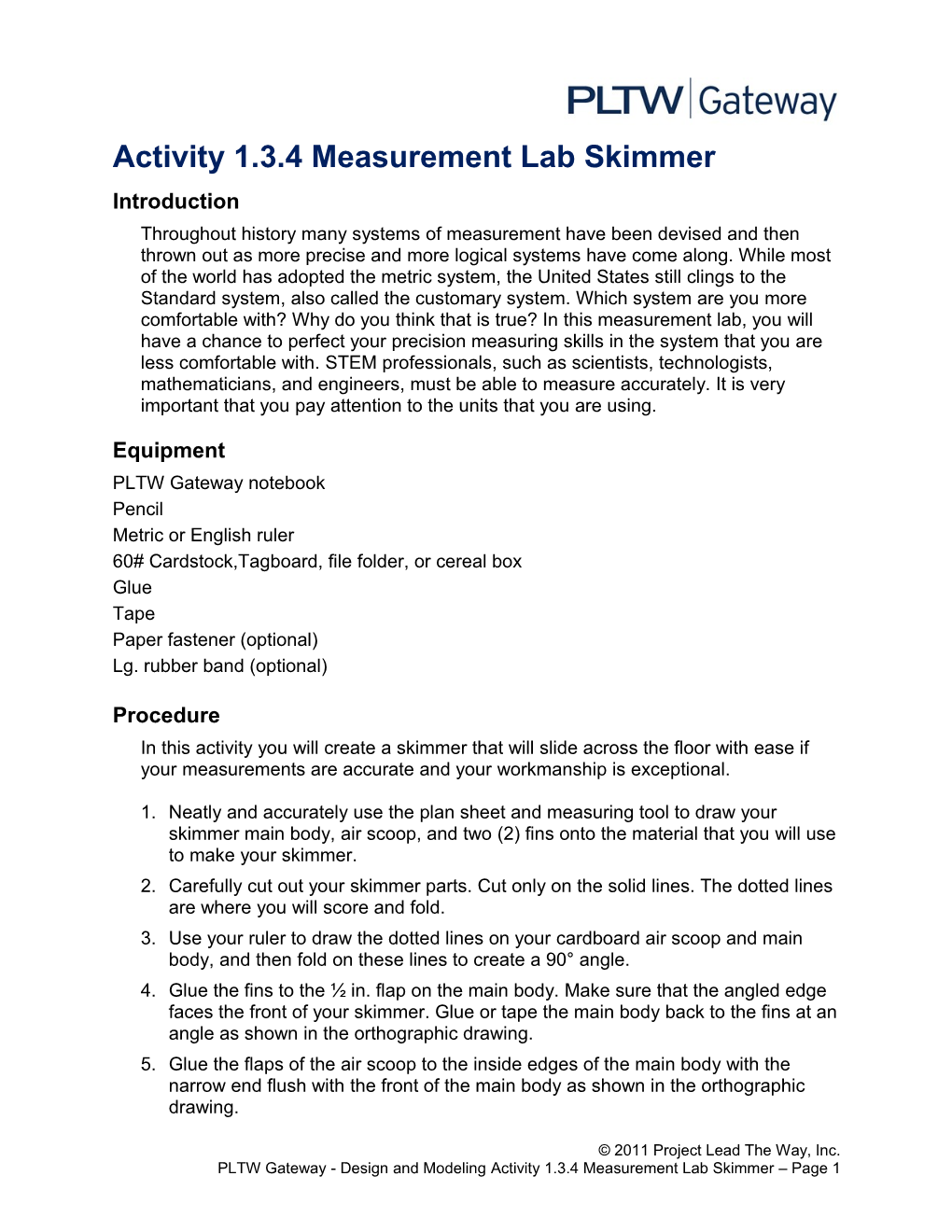 Activity 1.3.4 Measurement Lab - Skimmer