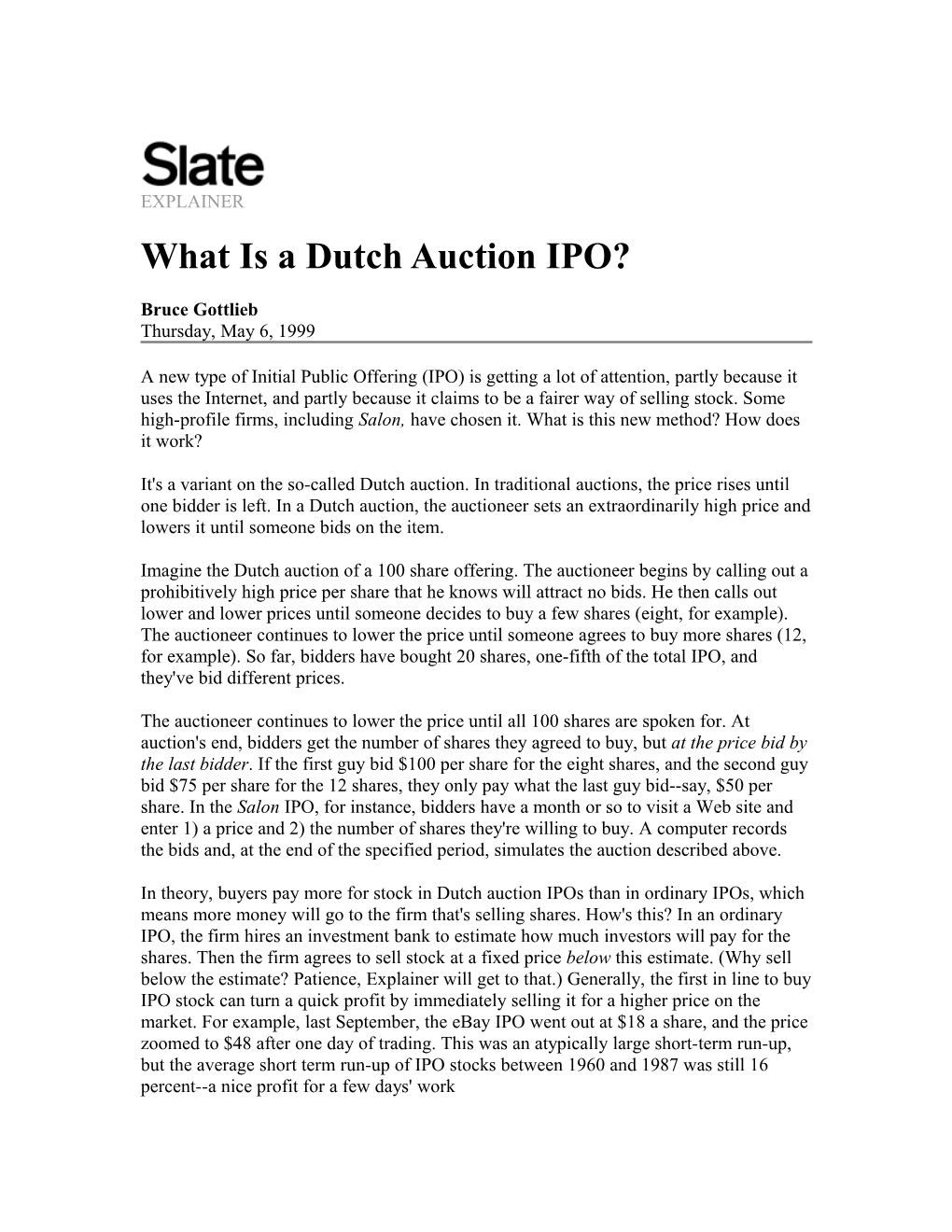 What Is a Dutch Auction IPO?