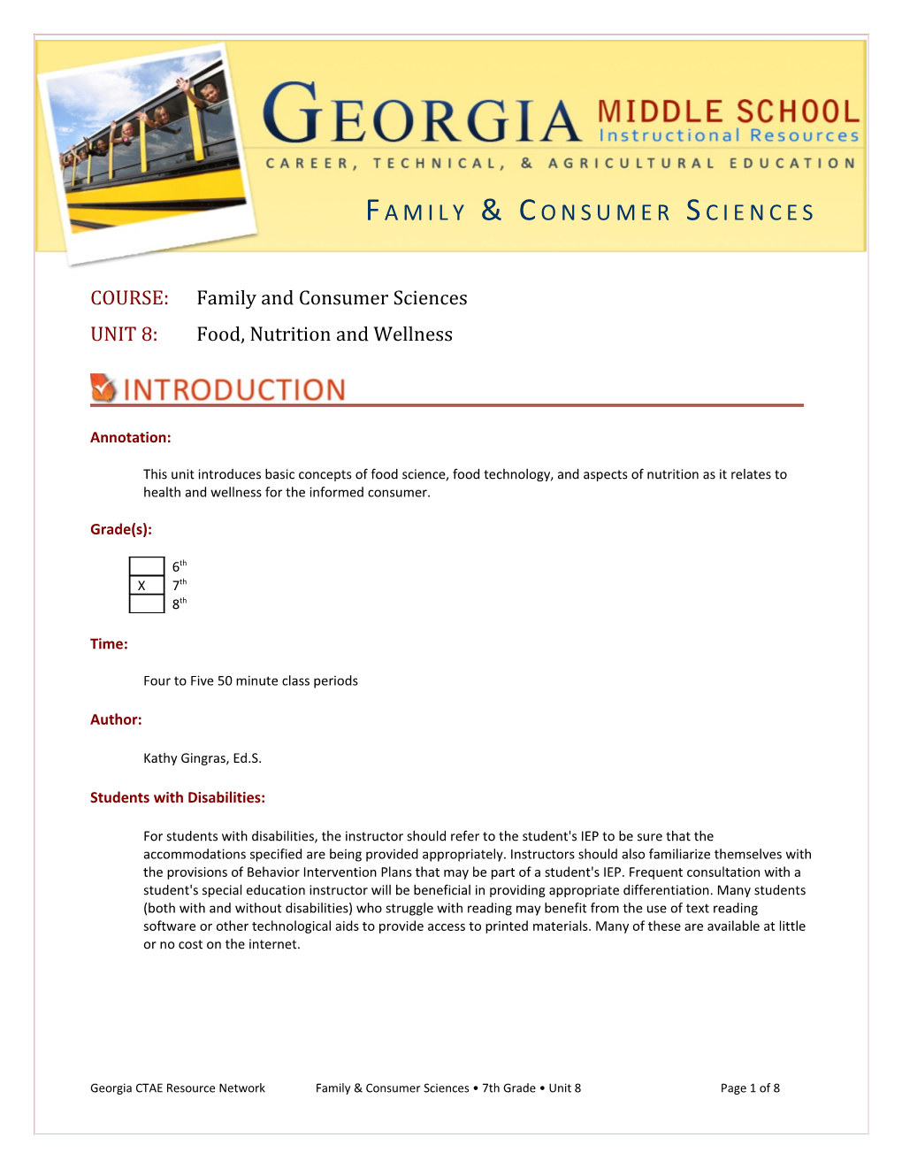 COURSE:Family and Consumer Sciences