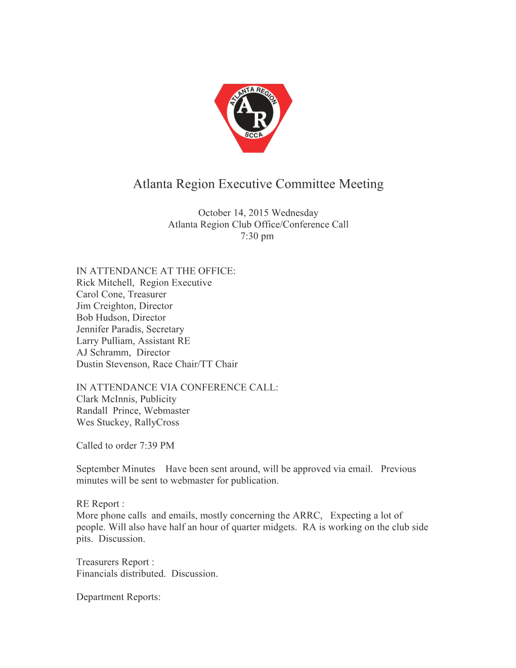 Atlanta Region Executive Committee Meeting