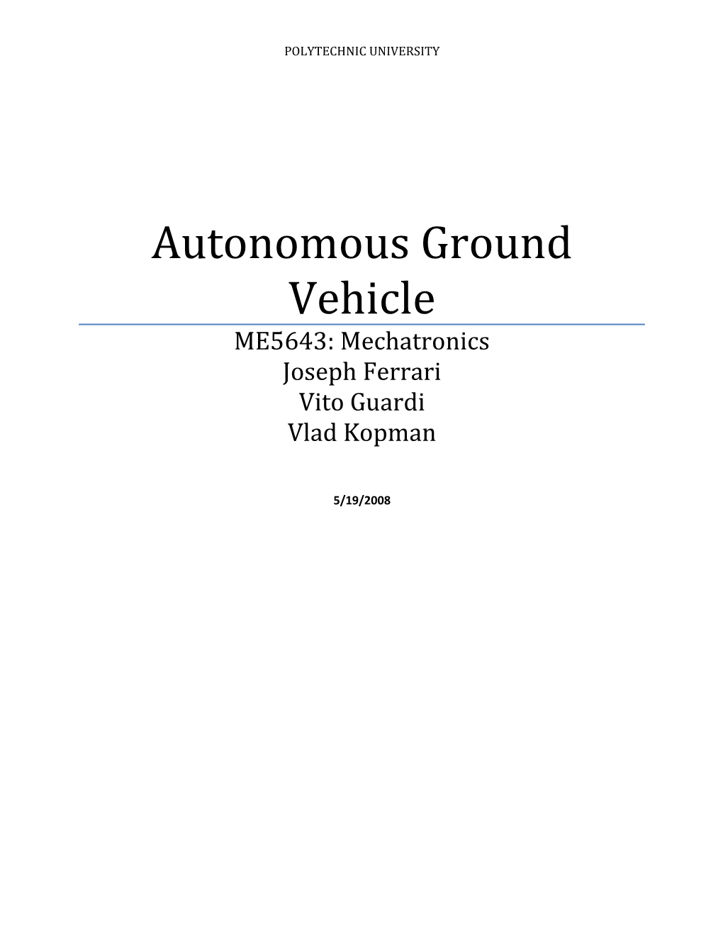 Autonomous Ground Vehicle
