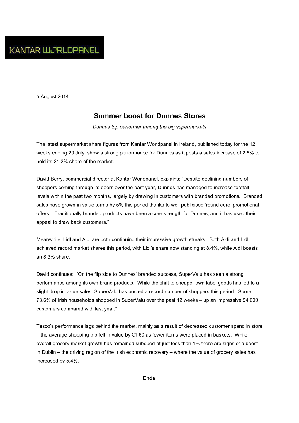 Summer Boost for Dunnes Stores