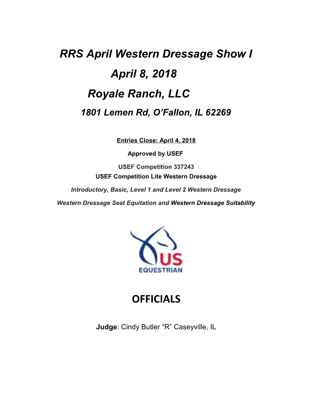 RRS April Western Dressage Show I