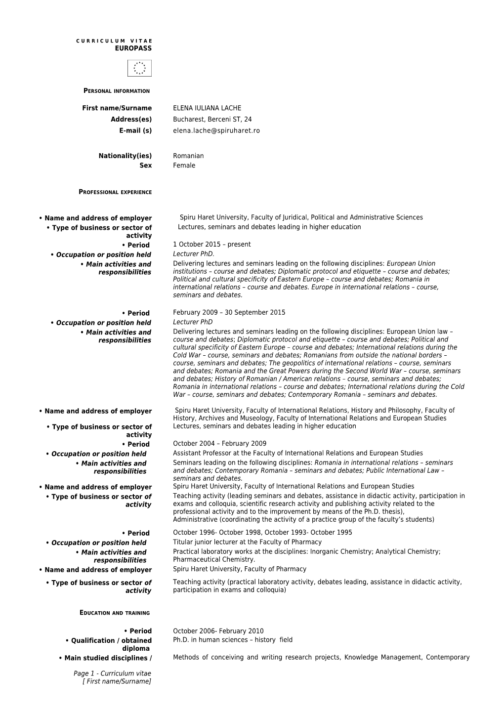 Curriculum Vitae Formato Europeo