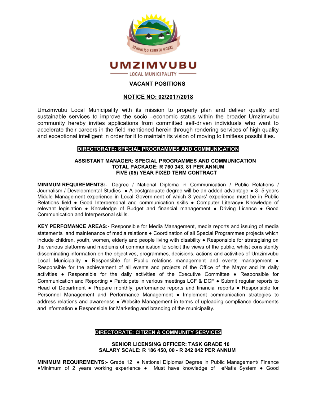 Umzimvubu Local Municipality