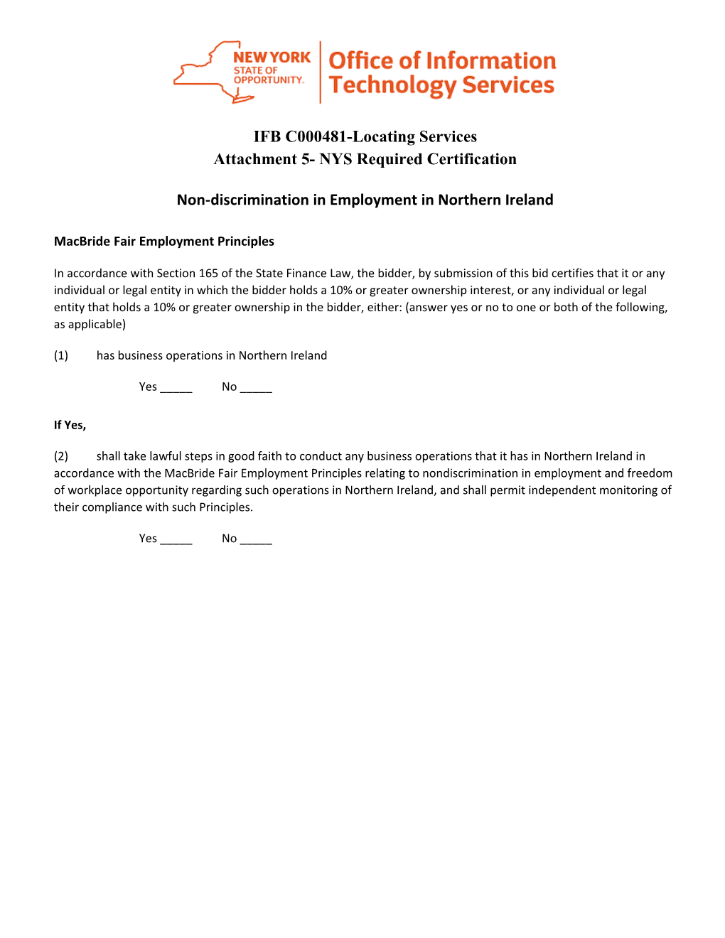 Attachment 5- NYS Required Certification