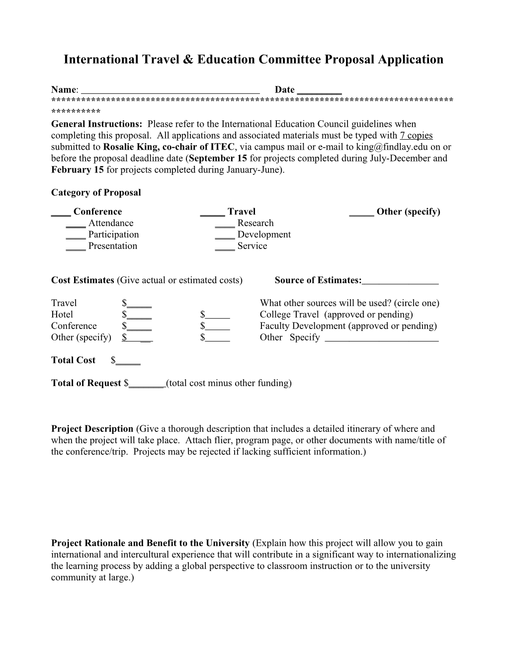 Faculty Development Proposal Application