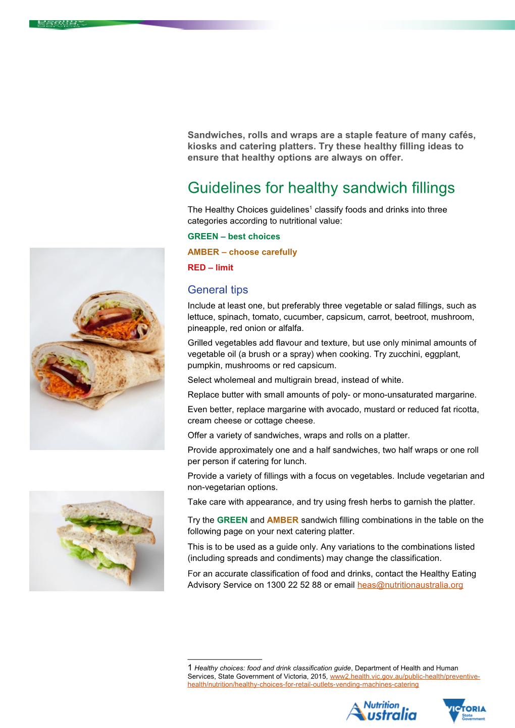 Guidelines for Healthy Sandwich Fillings