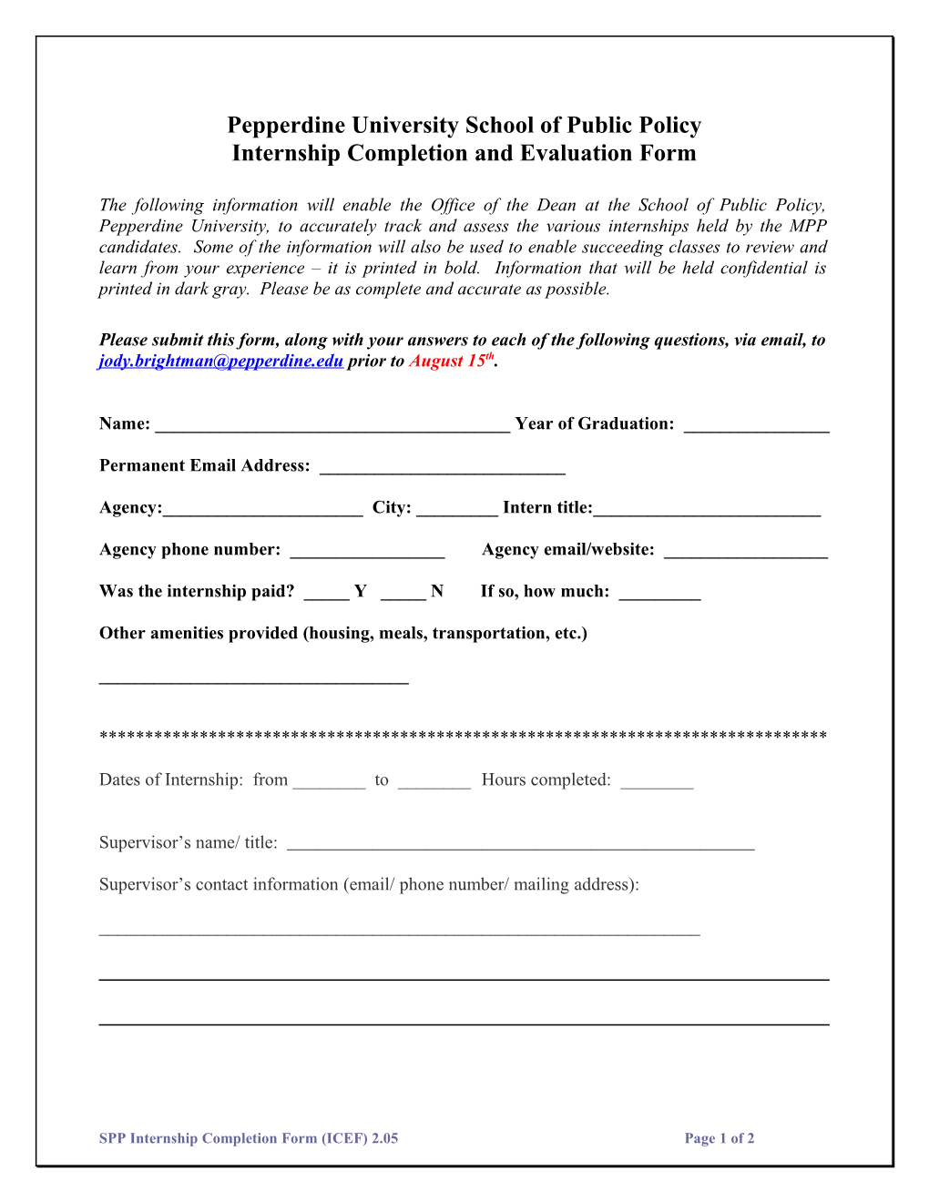 Internship Report Form