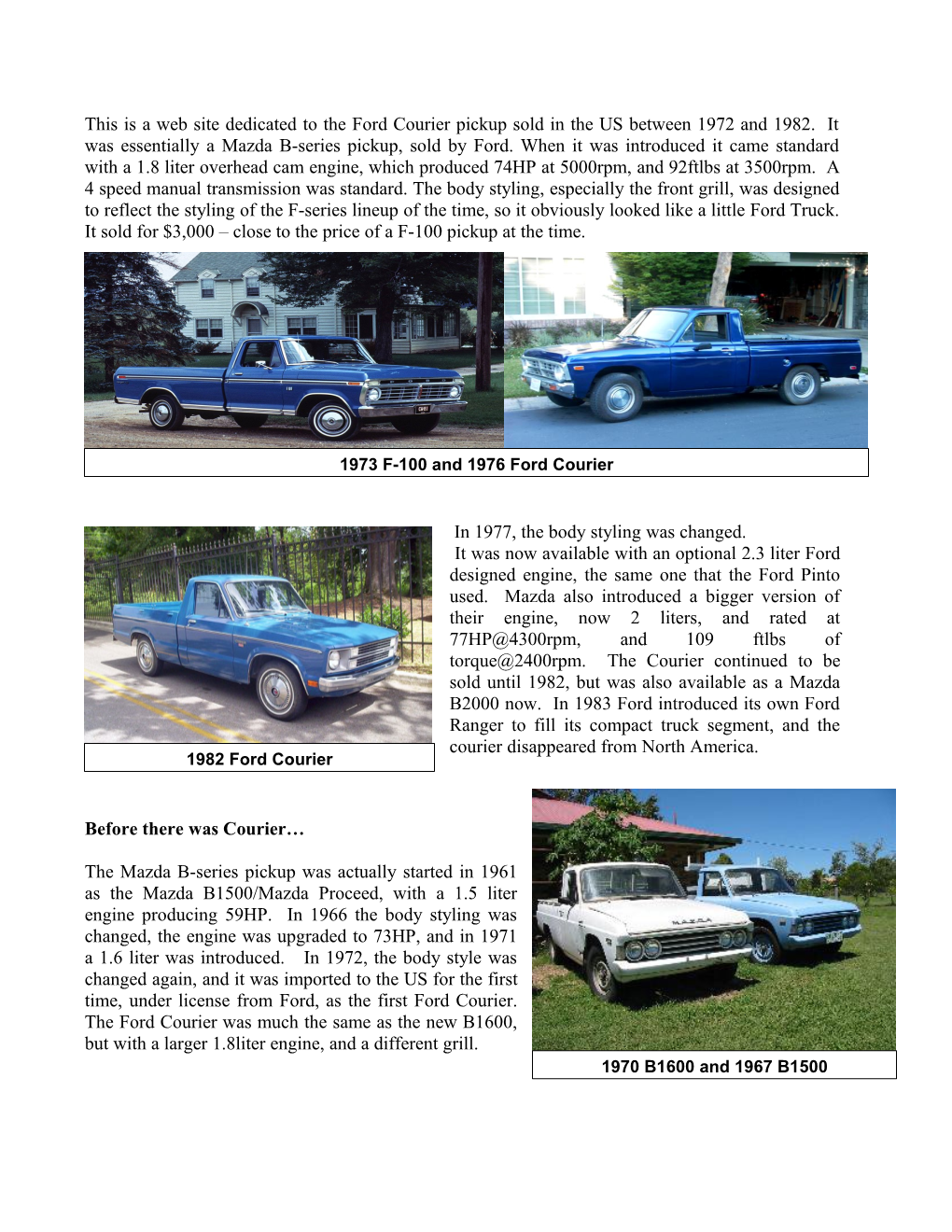 This Is a Web Site Dedicated to the Ford Courier Pickup Sold in the US Between 1972 and 1982