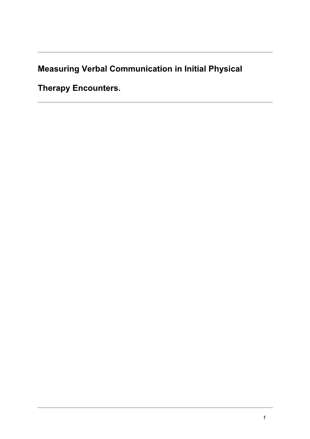 Measuring Verbal Communication in Initial Physical Therapy Encounters