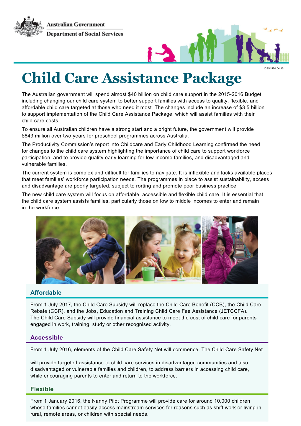 Child Care Assistance Package