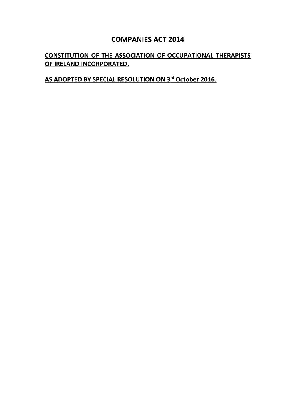 Constitution of the Association of Occupational Therapists of Ireland Incorporated