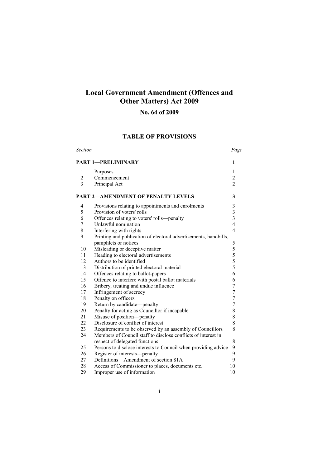 Local Government Amendment (Offences and Other Matters) Act 2009