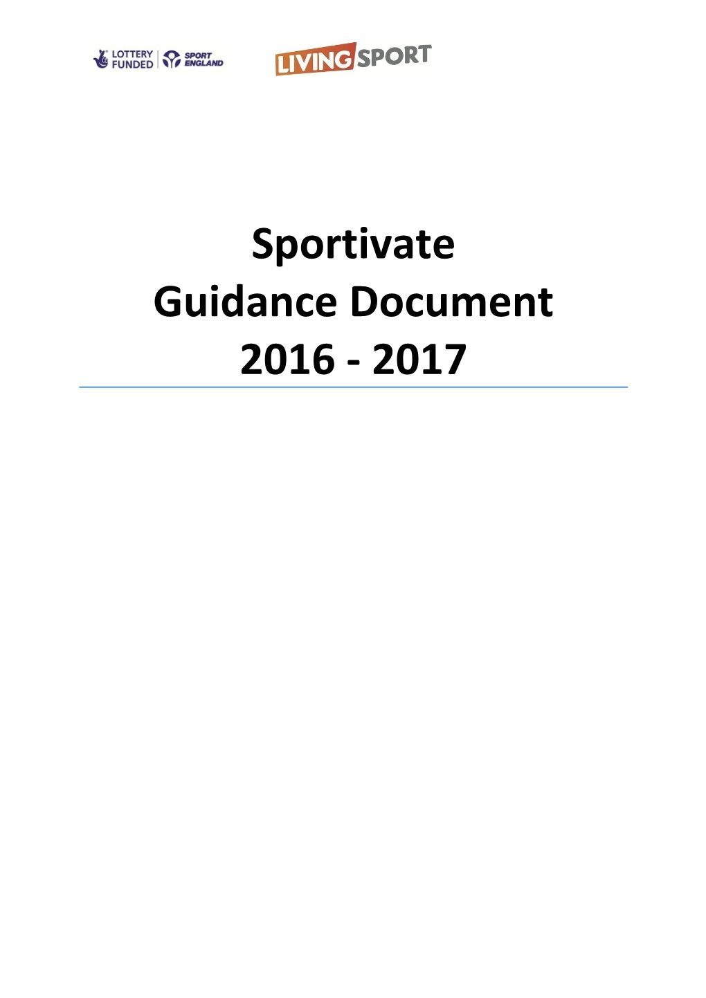 Sportivate Guidance Document 2016 - 2017